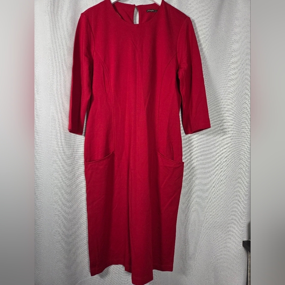 J Mclaughlin Dresses & Skirts - NWOT J McLaughlin Dress Red Holiday Christmas Stretch Pullover Pockets Size L